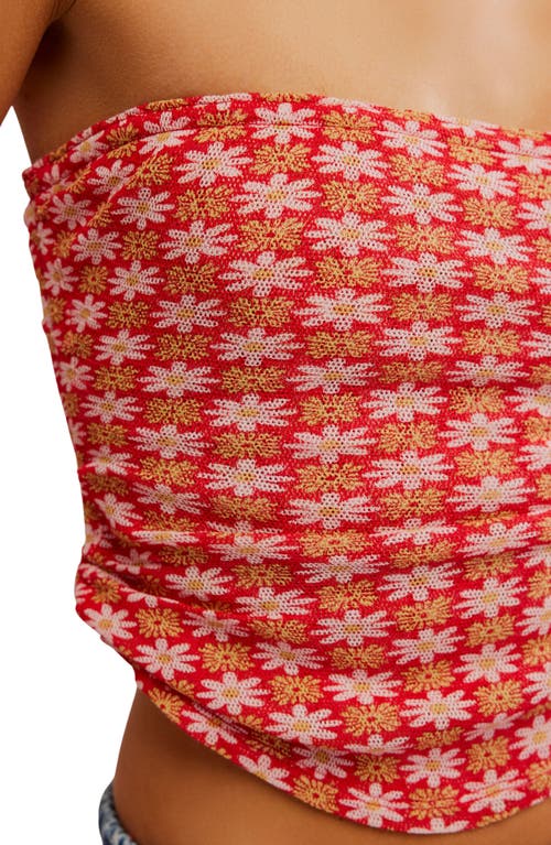 Free People Boulevard Floral Cotton Knit Tube Top In Red