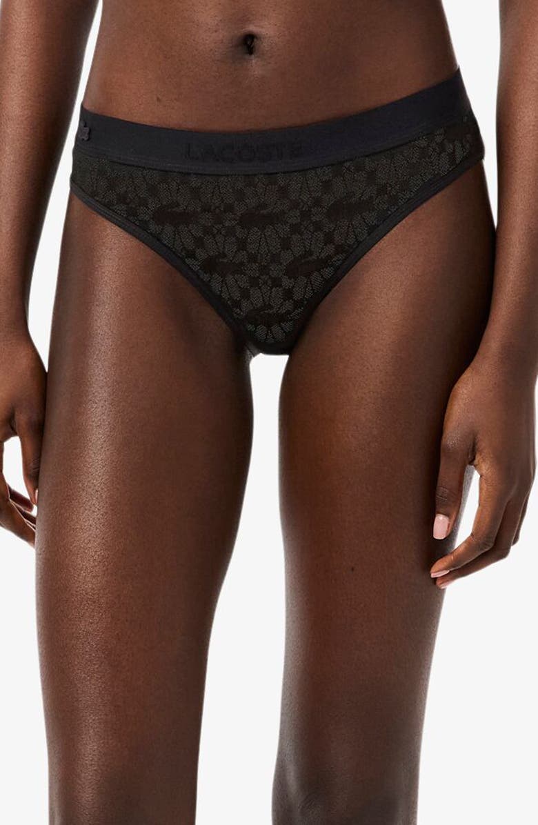Lacoste Lace Bikini Briefs, Main, color, Black