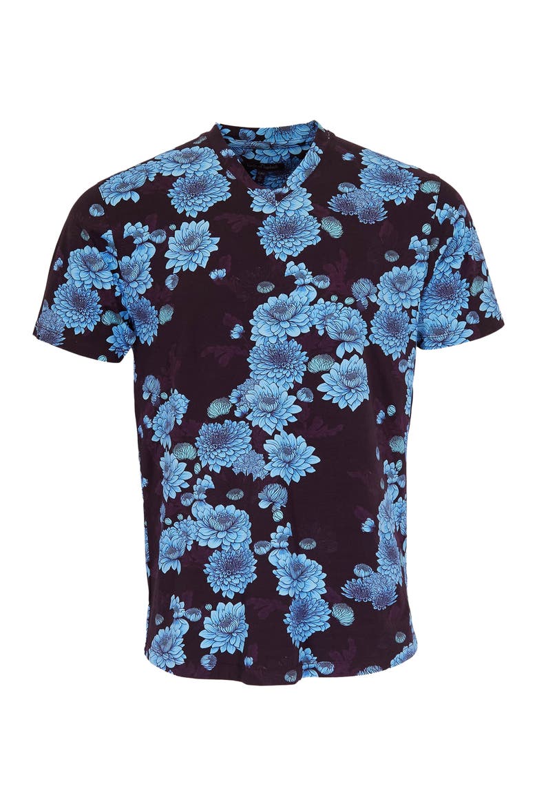 Maze V-neck Tee, Main, color, Serious Floral Plum