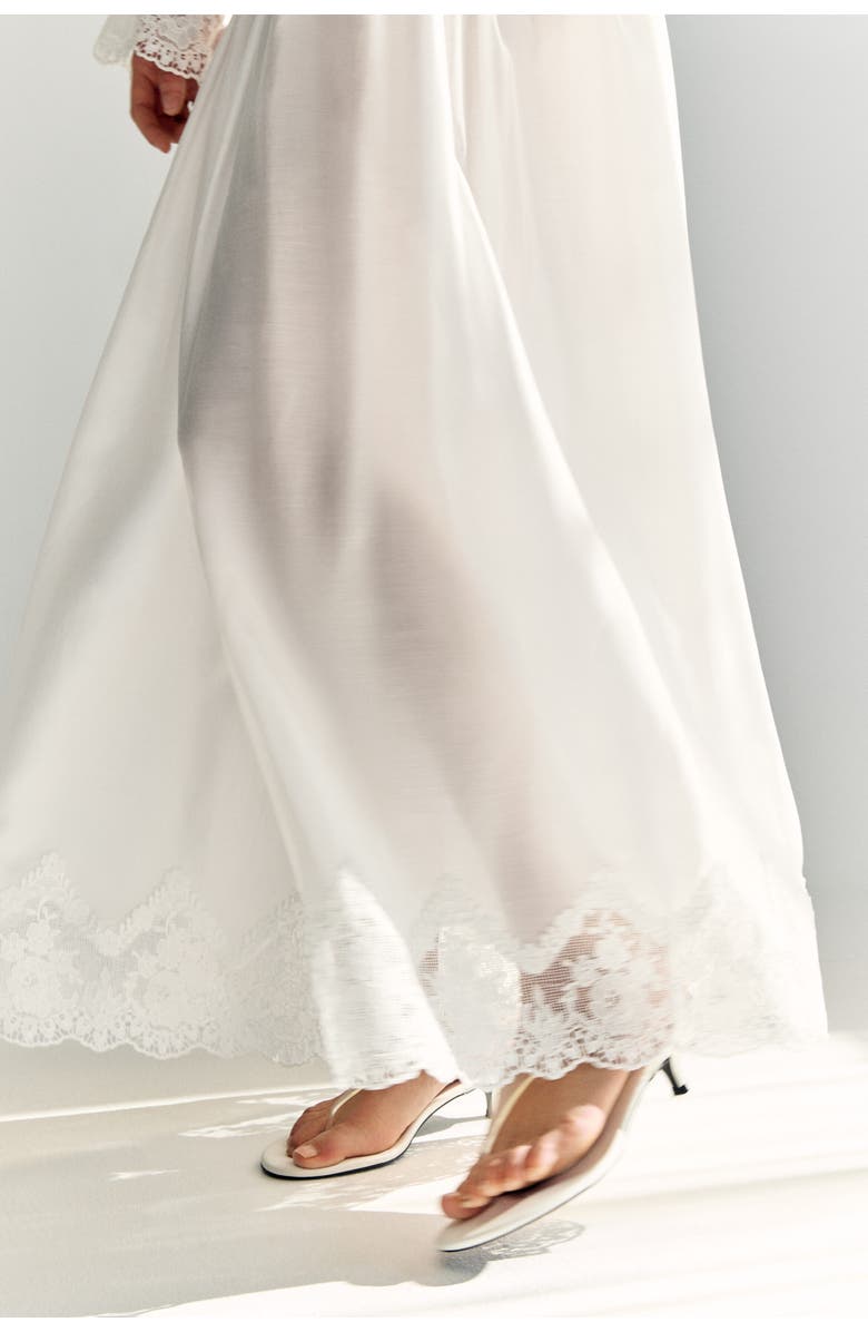 H&M Lace-trimmed Smocked Skirt, Alternate, color, White