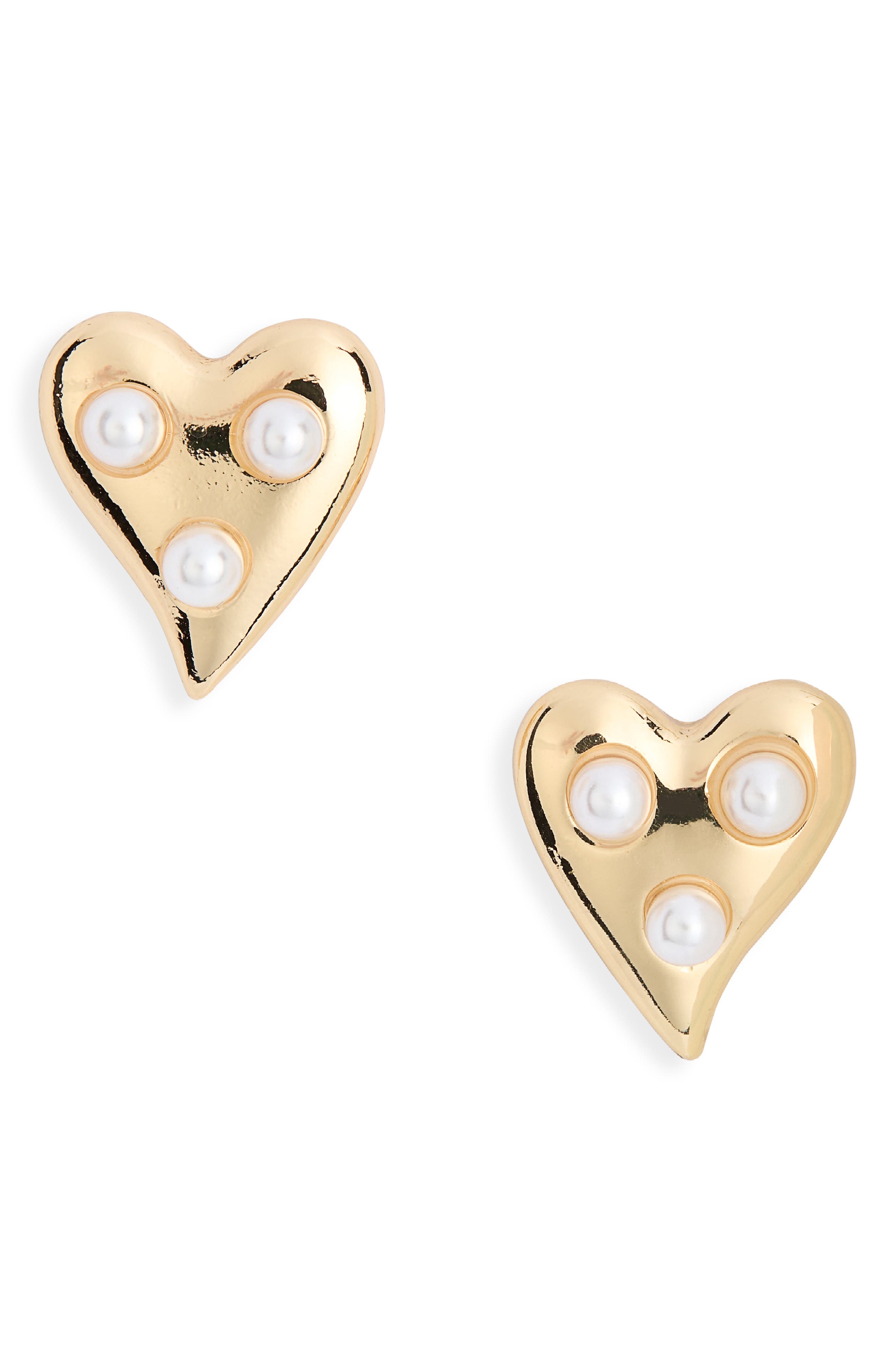 NORDSTROM RACK Faux Pearl Heart Stud Earrings