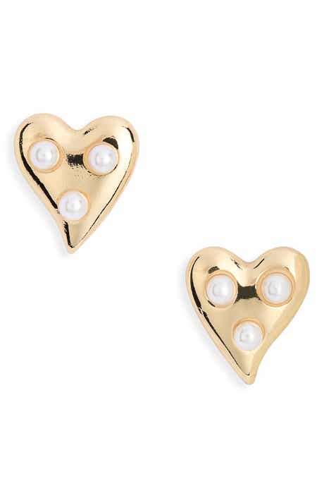 NORDSTROM RACK Faux Pearl Heart Stud Earrings