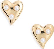 NORDSTROM RACK Faux Pearl Heart Stud Earrings