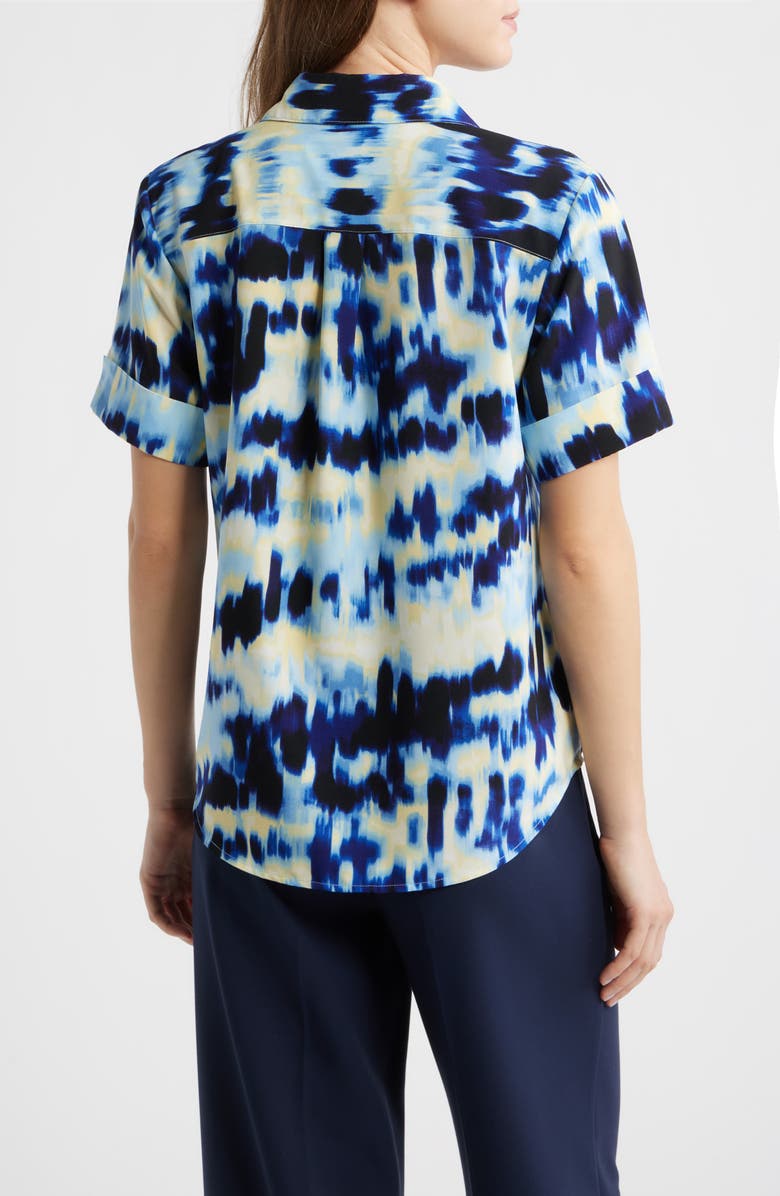 AK ANNE KLEIN Crepe Button-Up Shirt, Alternate, color, Lakeshore Multi