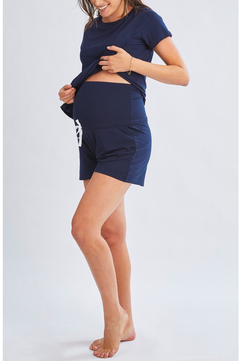 Maternity/Nursing Pajamas & Baby Gown, Alternate, color, NAVY