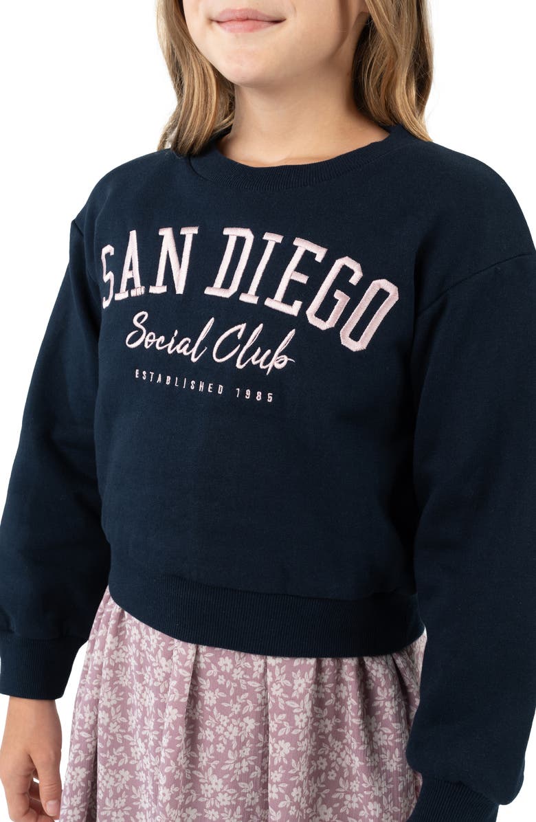 Rare Editions Kids' Graphic Sweatshirt & Smocked Sundress Set, Alternate, color, Mauve