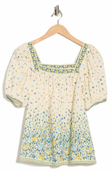 MAX STUDIO Printed Square Neck Top