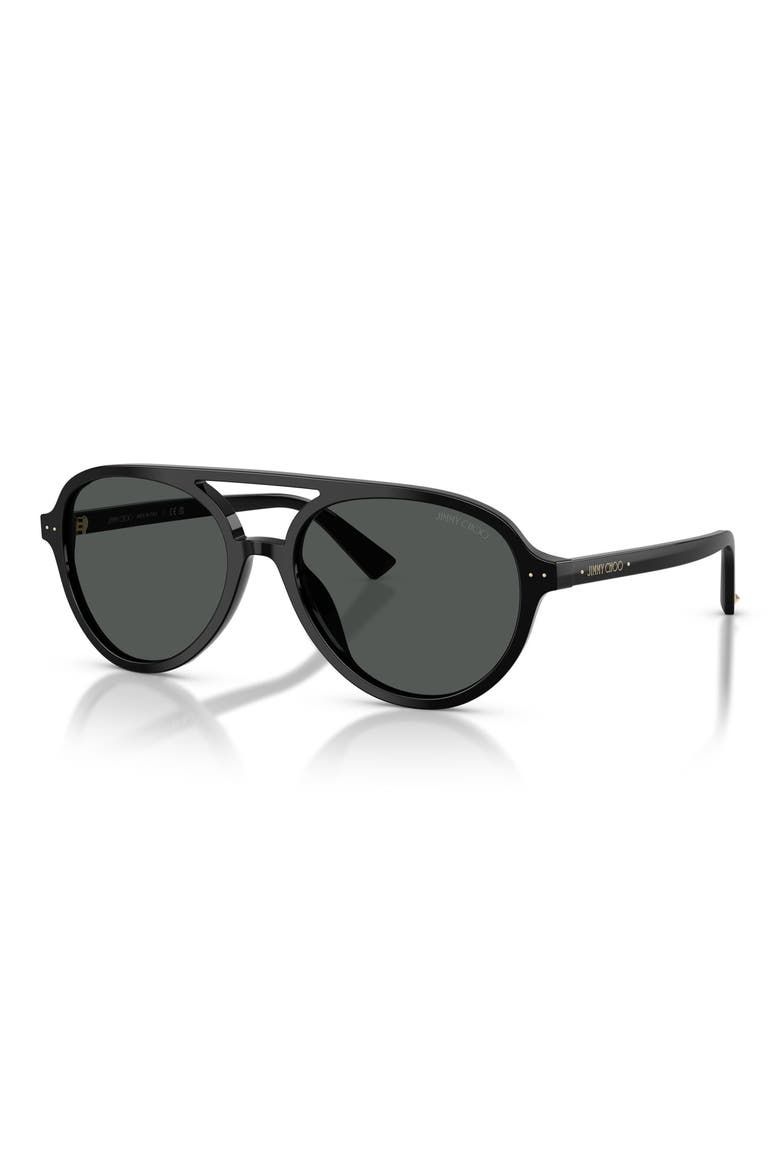 55mm Pilot Sunglasses, Alternate, color, BLACK / DARK GREY