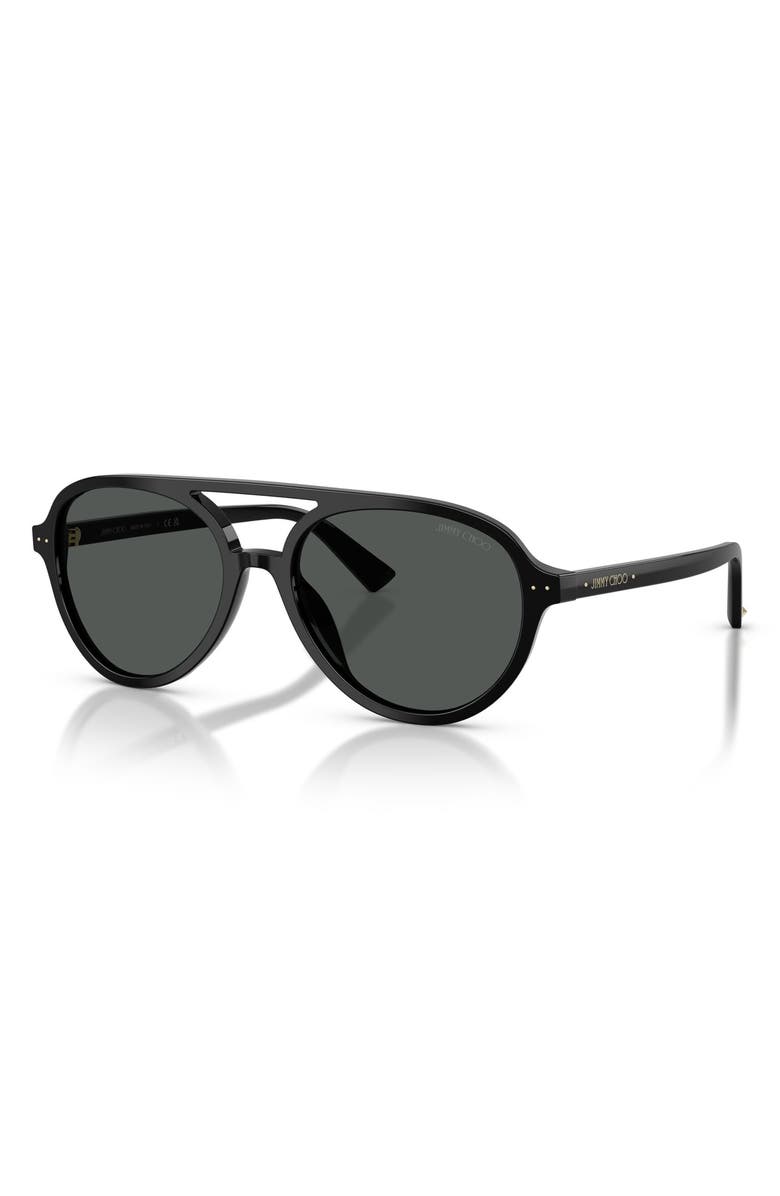 Jimmy Choo 55mm Pilot Sunglasses, Alternate, color, Black / Dark Grey