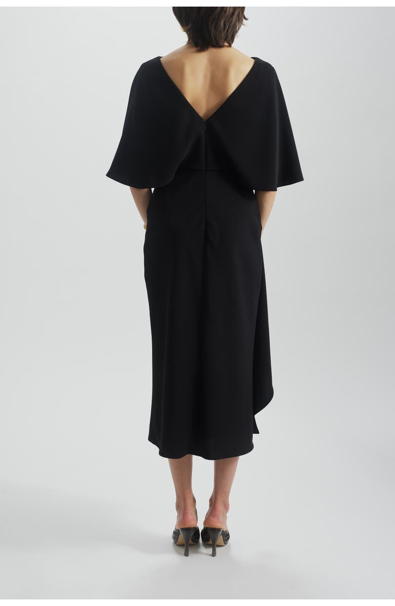 Amsale Cascading Drape Dress, Alternate, color, Black