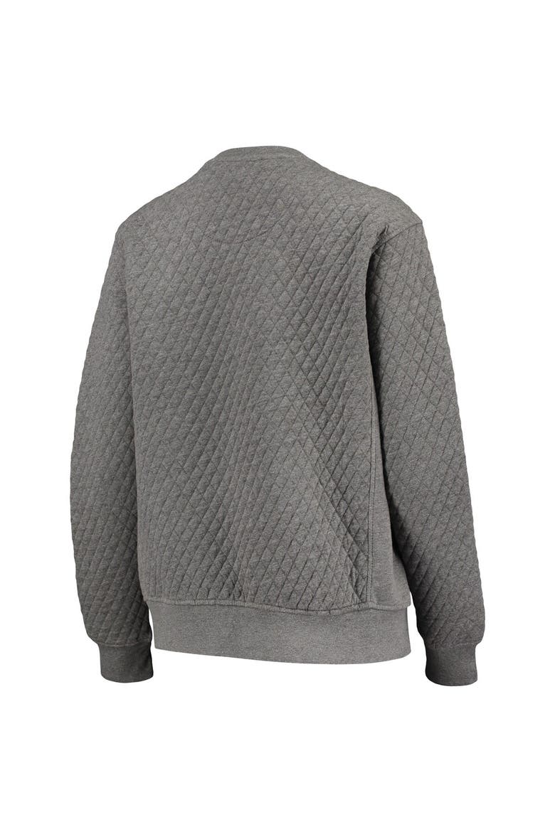 Women's Pressbox Heather Charcoal Michigan State Spartans Moose Quilted Pullover Sweatshirt, Alternate, color, Heather Gray