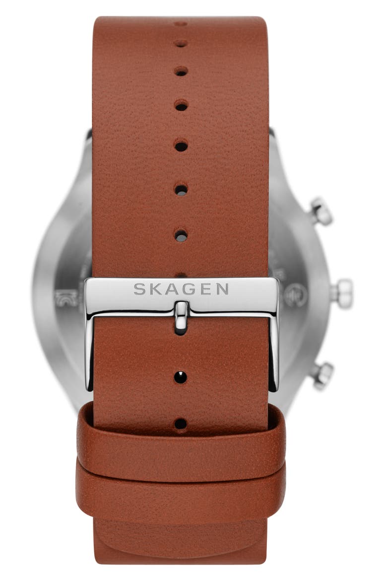 Jorn Hybrid HR Leather Strap Smart Watch, 42mm, Alternate, color, COGNAC