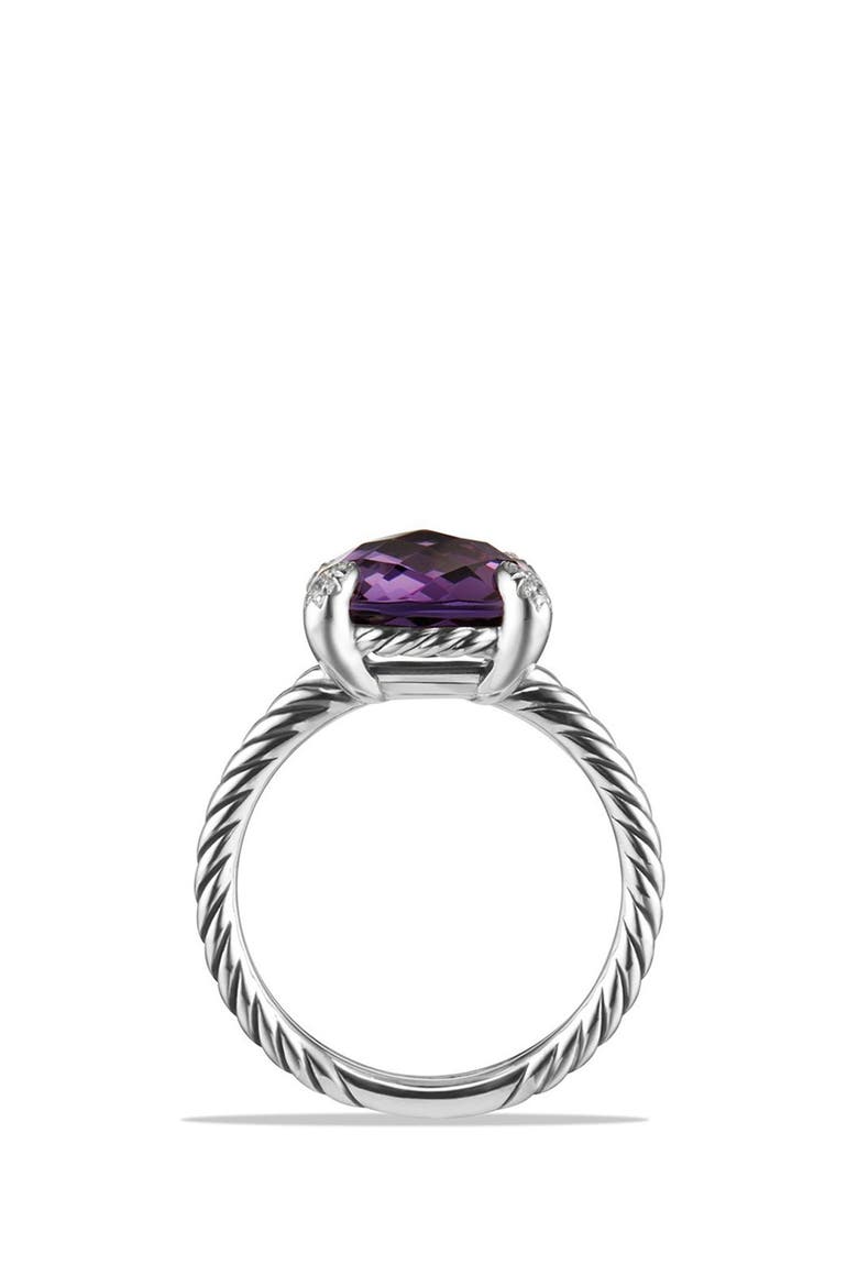Châtelaine Ring with Semiprecious Stone & Diamonds, Alternate, color, SILVER/ AMETHYST