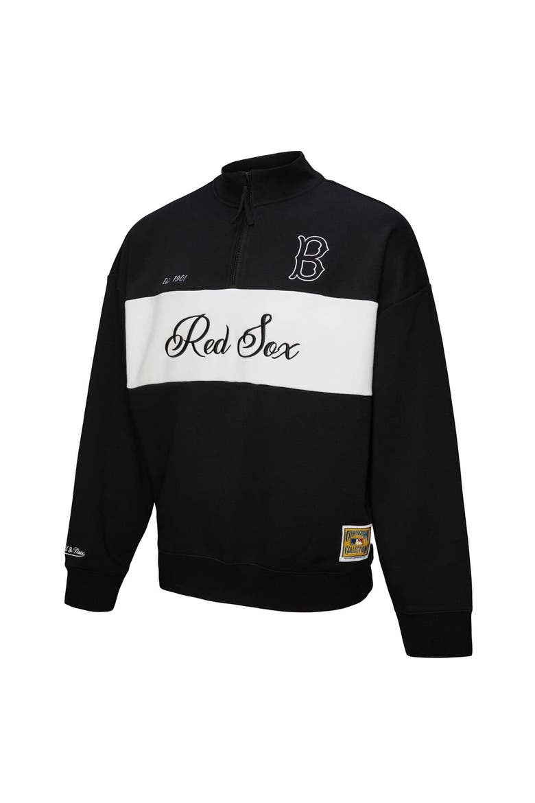 Women's Mitchell & Ness Black Boston Red Sox Quarter-Zip Pullover Top, Alternate, color, Black