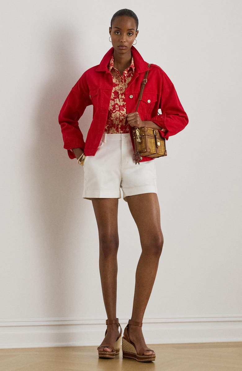 Lauren Ralph Lauren Floral Linen Button-Up Shirt, Alternate, color, Red/ Tan