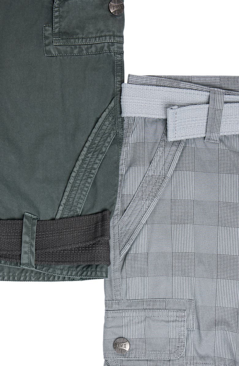XRAY Kids' 2-Pack Belted Twill Cargo Shorts, Alternate, color, Grey Plaid/ Grey