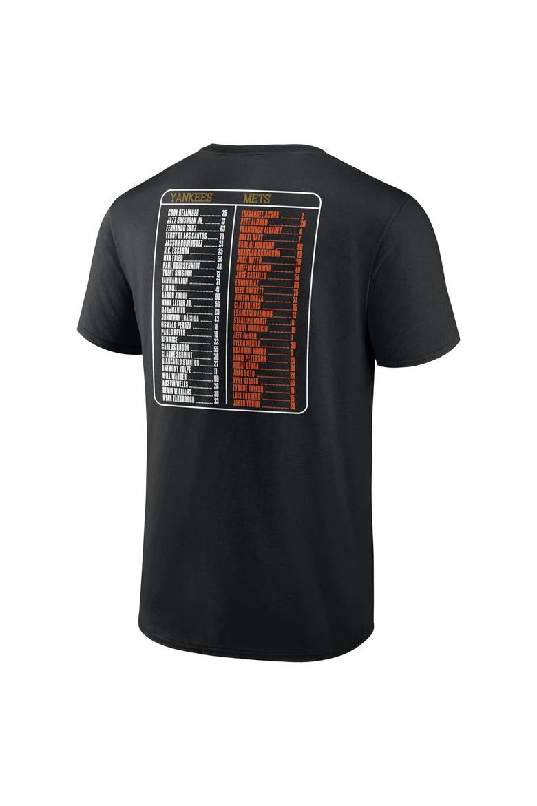 Men's Fanatics Black New York Yankees vs. New York Mets 2025 Subway Series Roster T-Shirt, Alternate, color, Black