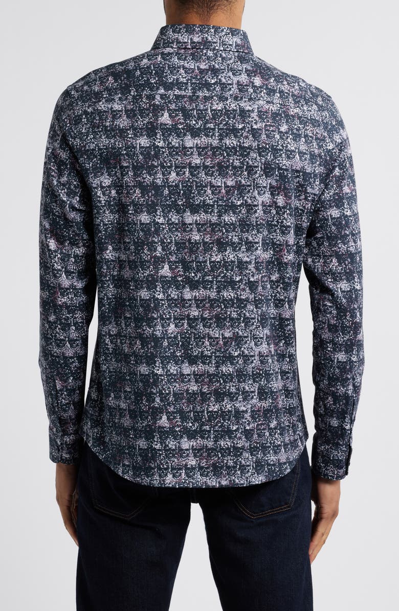 Stone Rose Skull Print Button-Up Shirt, Alternate, color, 