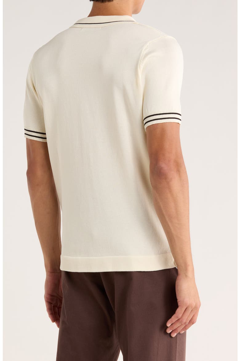 Tipped Diamond Knit Short Sleeve Sweater, Alternate, color, VANILLA