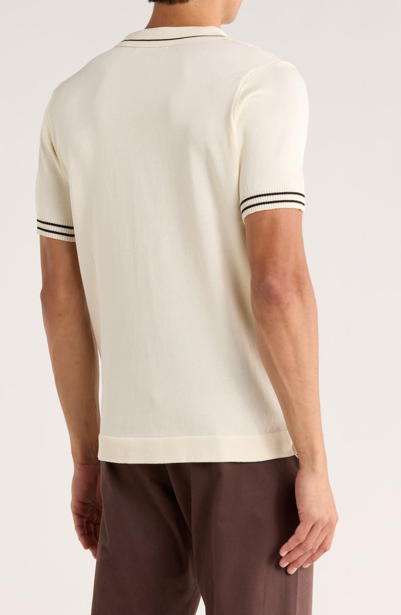 T.R. PREMIUM Tipped Diamond Knit Short Sleeve Sweater, Alternate, color, Vanilla