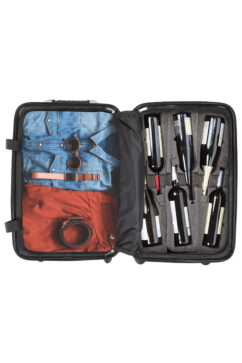 Grande 12-Bottle Wine & Spirits Suitcase, Alternate, color, Silver