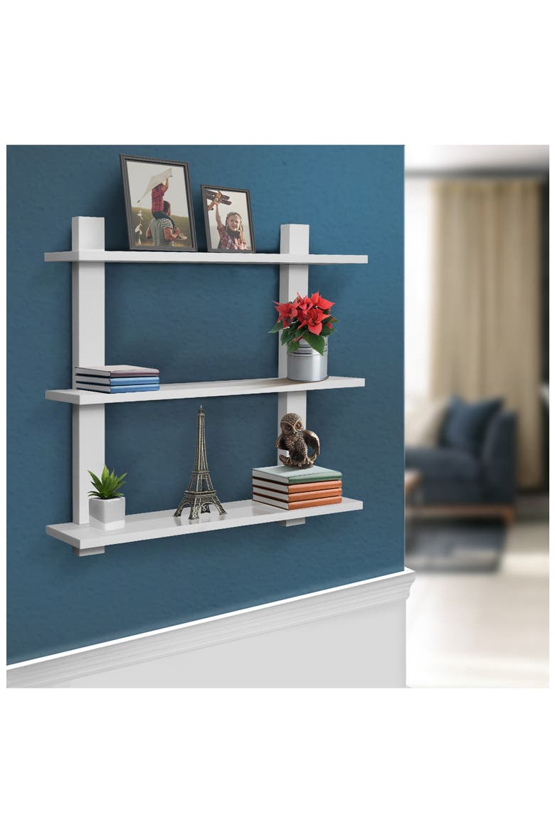 White 3-Tier Floating Shelf, Alternate, color, WHITE