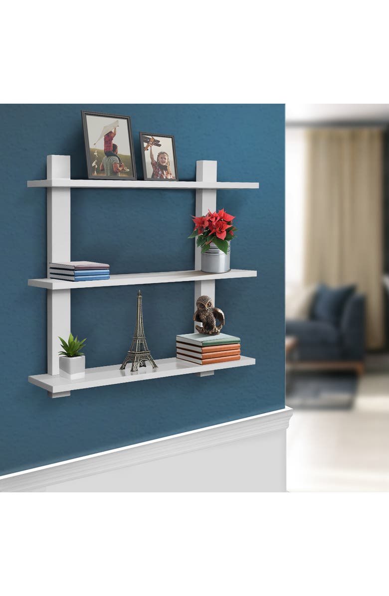 SORBUS White 3-Tier Floating Shelf, Alternate, color, White