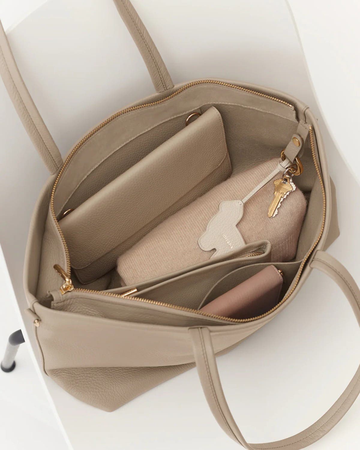 Small Easy Zipper Tote, Alternate, color, Stone