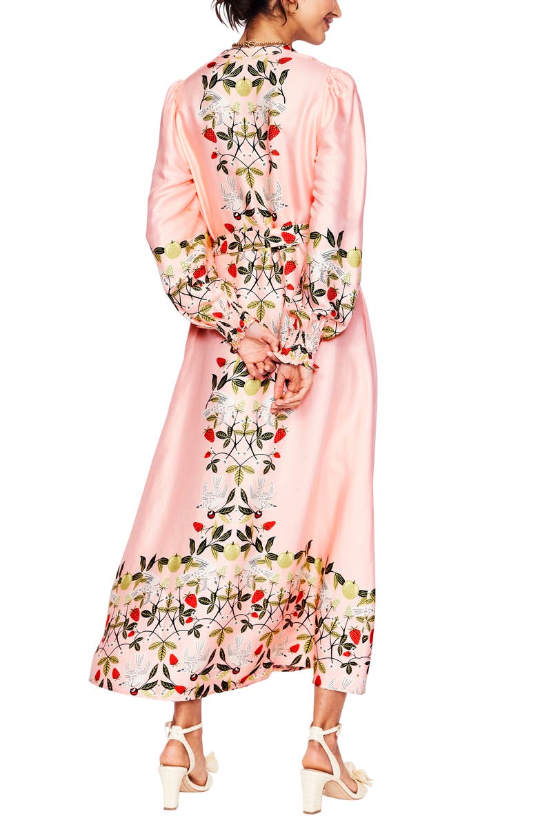 Boden Ruby Botanical Print Long Sleeve Shirtdress, Alternate, color, Pink