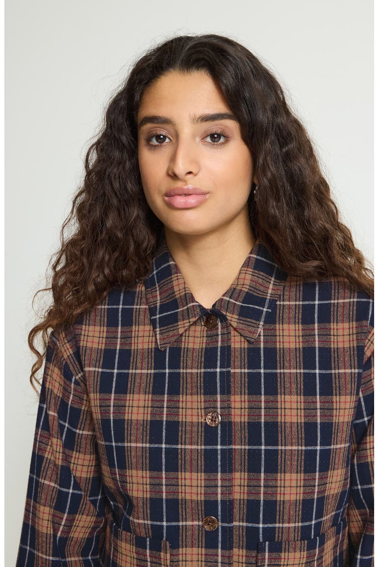 Check Canvas Utility Jacket, Alternate, color, DARK BLUE/ BROWN CHECK