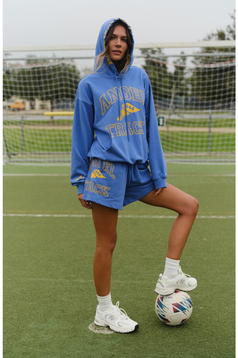 Angel Track Sweat Shorts, Alternate, color, BLUE