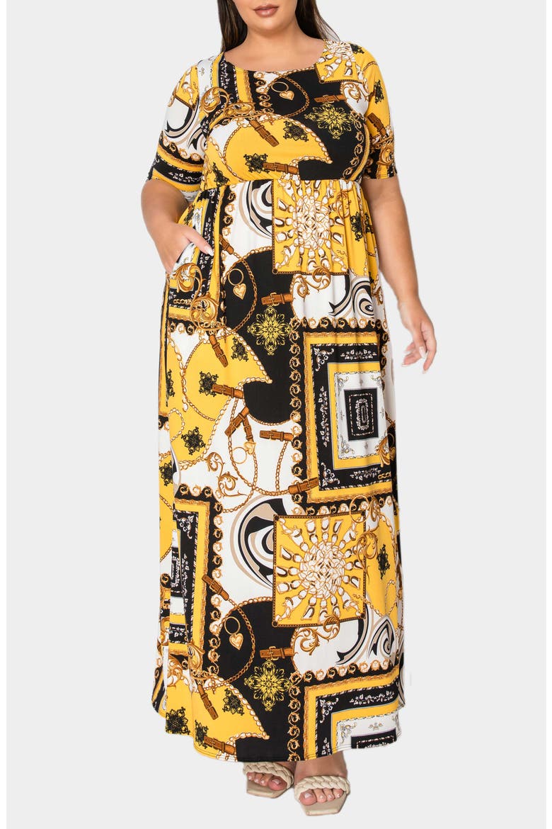 Billie Print Maxi Dress, Main, color, YELLOW BLACK