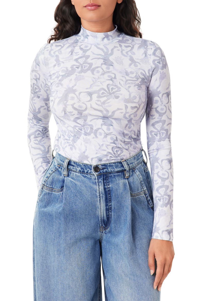 Print Mock Neck Top, Main, color, DANCER LAVENDER