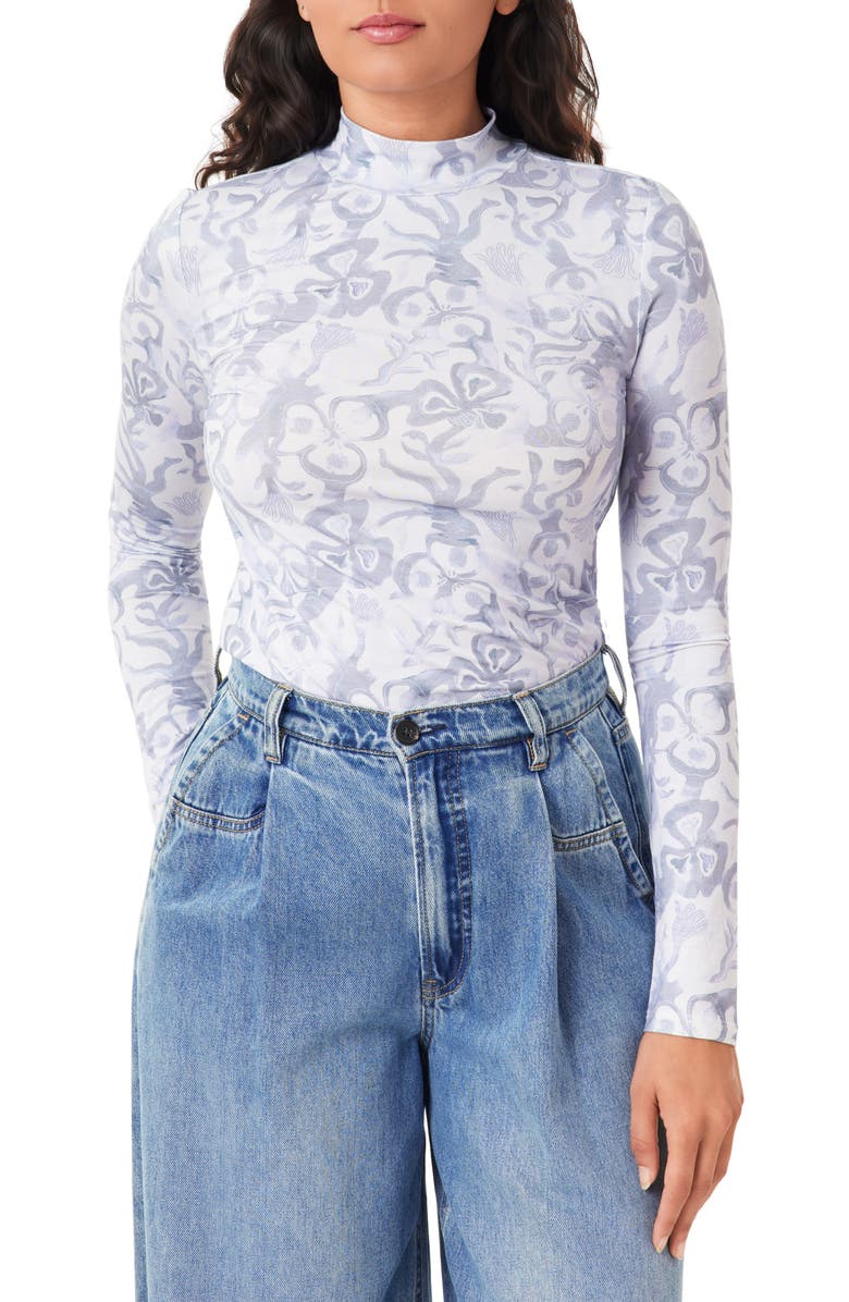 Scotch & Soda Print Mock Neck Top, Main, color, Dancer Lavender