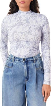Scotch & Soda Print Mock Neck Top