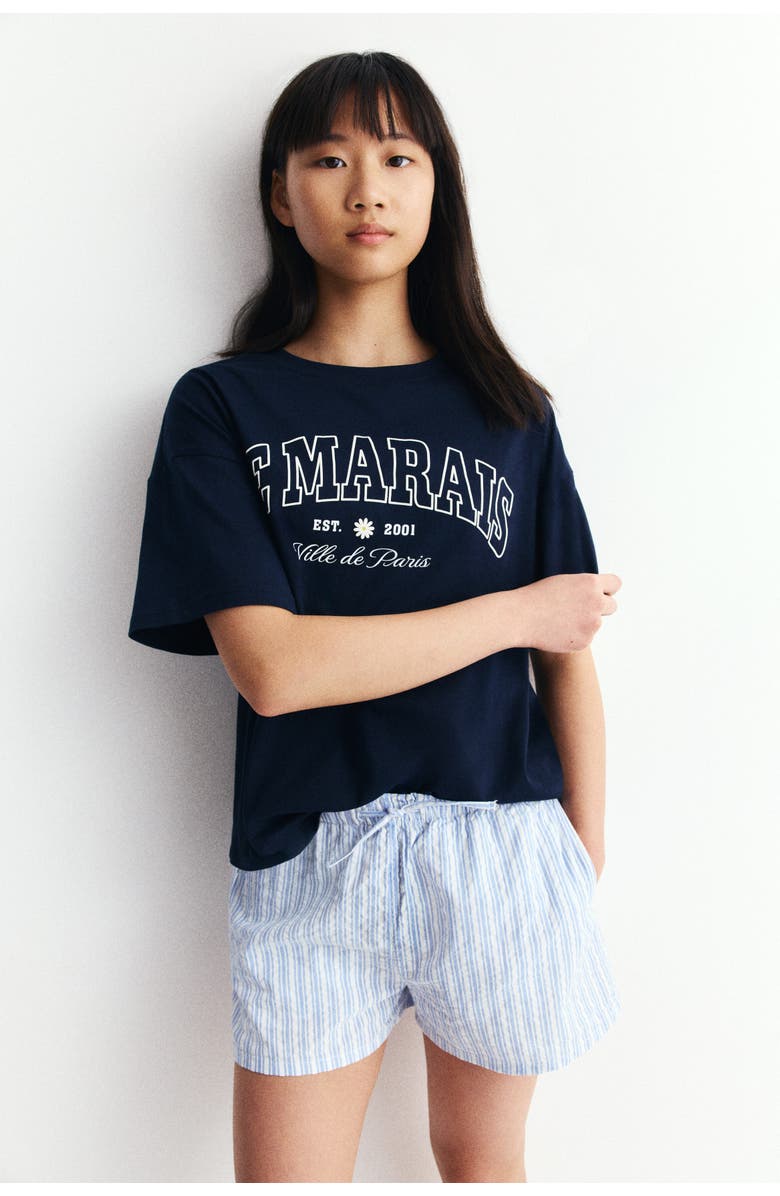 H&M 2-pack cotton shorts, Alternate, color, Light Blue/Striped