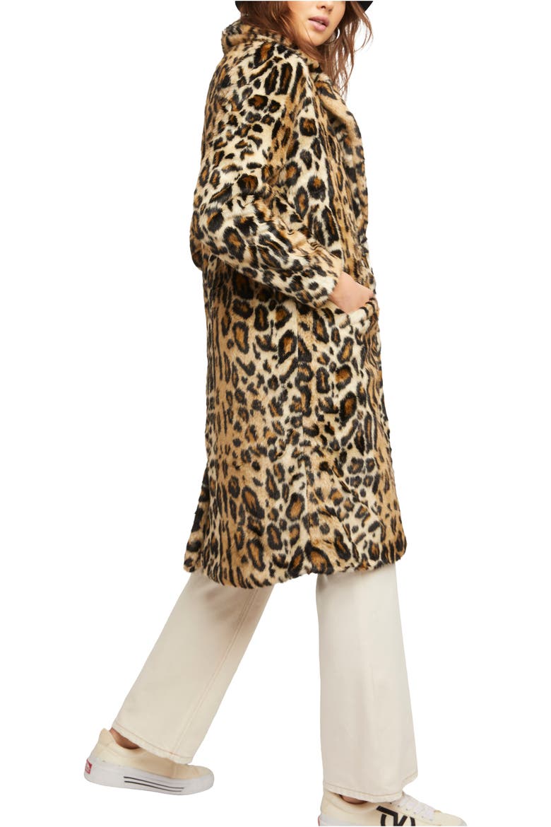 Chloe Leopard Faux Fur Duster Jacket, Alternate, color, LEOPARD COMBO