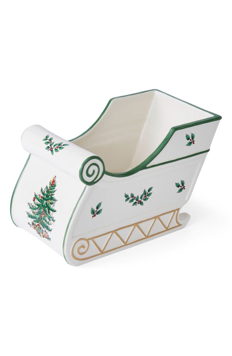 Spode Christmas Tree Sleigh Figurine, Main, color, 
