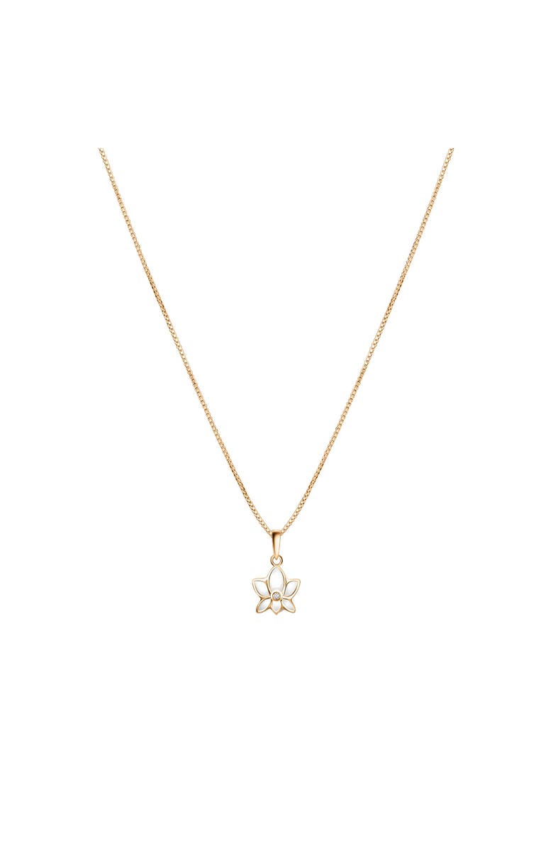 Karma and Luck Emerging Beauty Lotus Pendant Necklace, Main, color, Gold/White