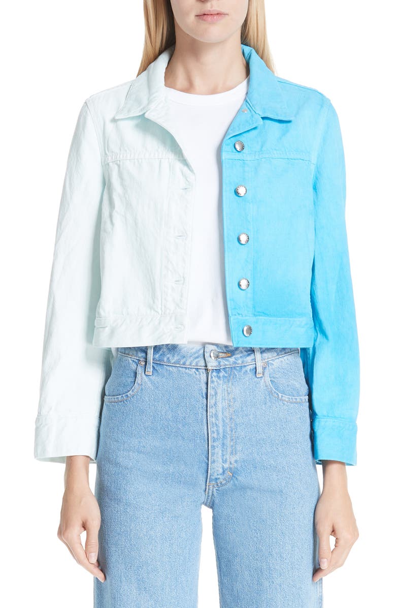 Eckhaus Latta Cropped Denim Jacket, Main, color, 