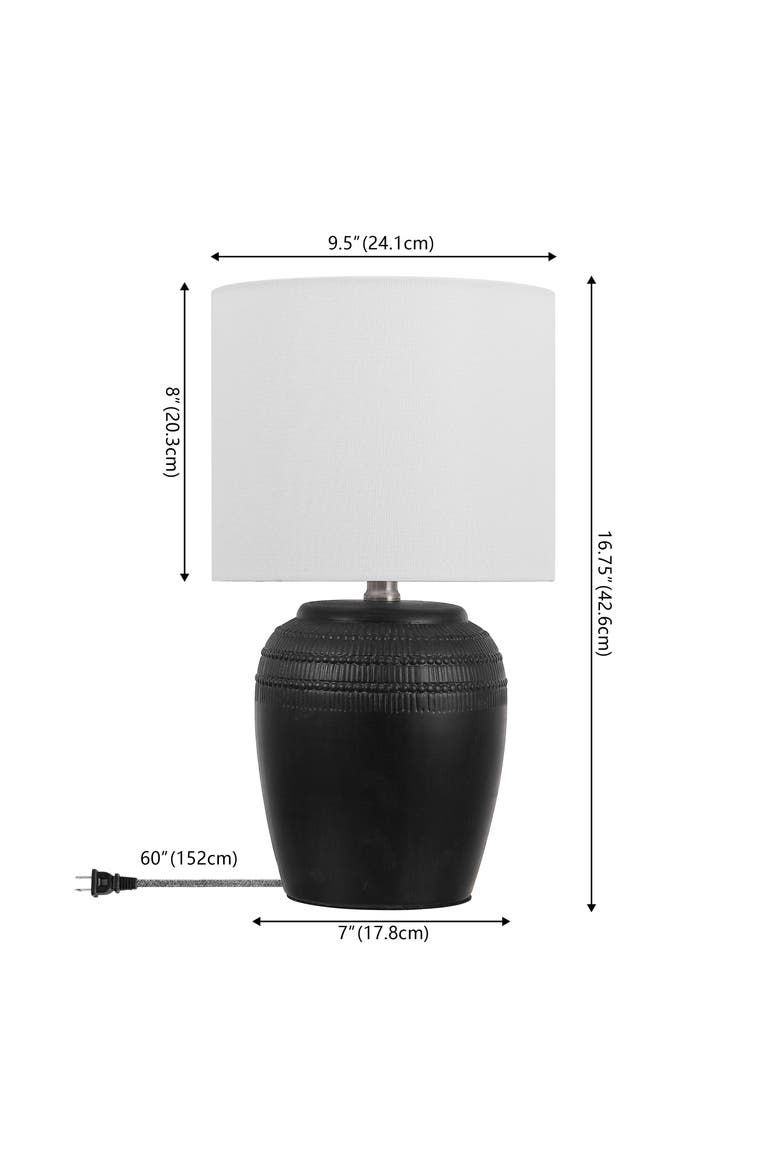 Hugo 16.75" Traditional Rustic Reeded Ceramic Vase LED Table Lamp, Alternate, color, Black Nickel