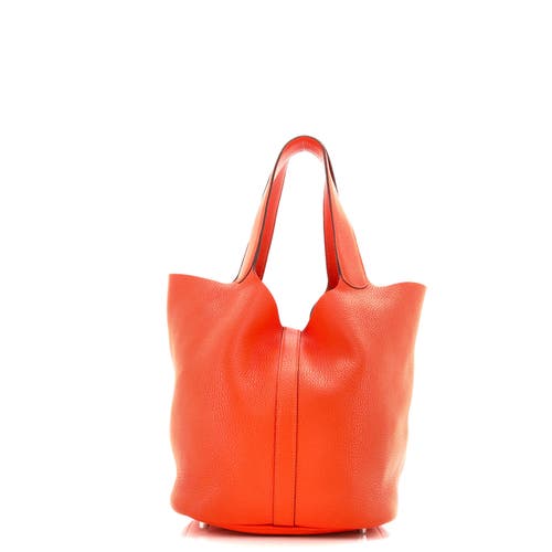 Pre-owned Hermes Hermes Picotin Lock Bag Clemence Gm In Orange