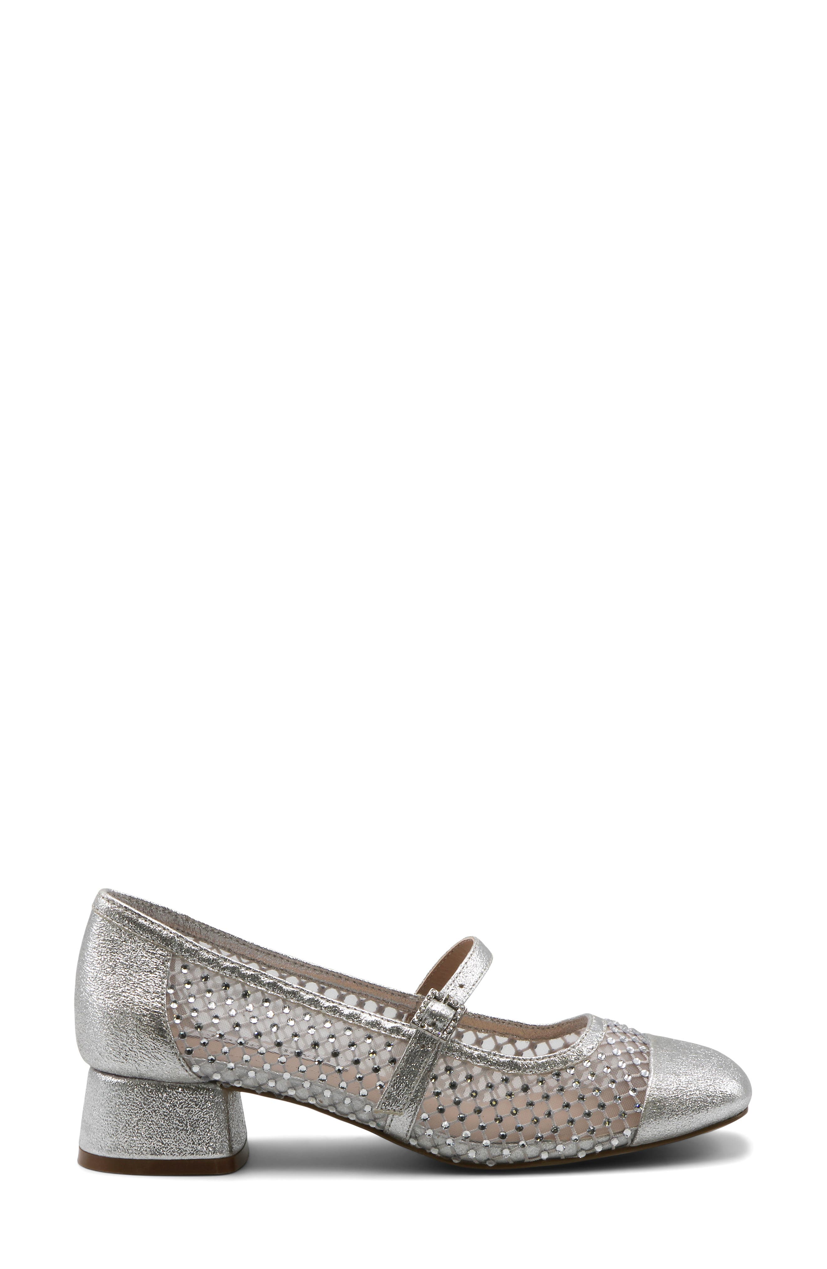 Charles David Zoobie Rhinestone Mesh Mary Jane Pump, Alternate, color, Silver