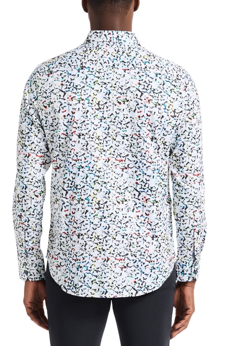 Robert Graham Lazlo Abstract Print Stretch Cotton Button-Up Shirt, Alternate, color, White Multi