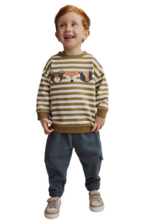 Next Kids' Applique Sweatshirt & Cargo Joggers Set In Green/ecru
