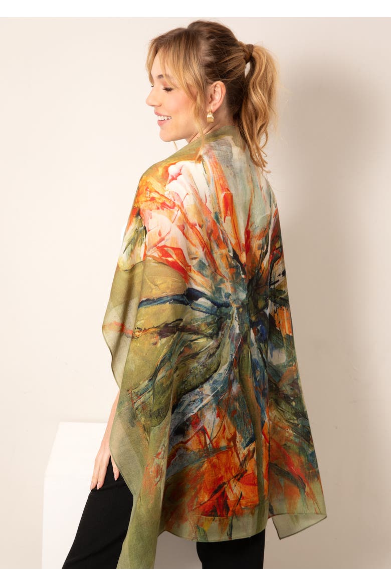 Amara Silk Wool Scarf, Alternate, color, Paradise Bloom