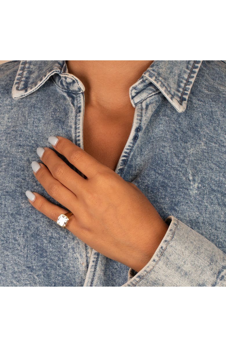 BY ADINA EDEN CZ Square Signet Pinky Ring, Alternate, color, 