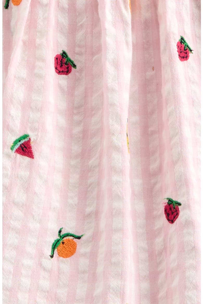Kids' Pretty Ruffle Seersucker Dress, Alternate, color, PINK TROPICAL FRUIT GINGHAM