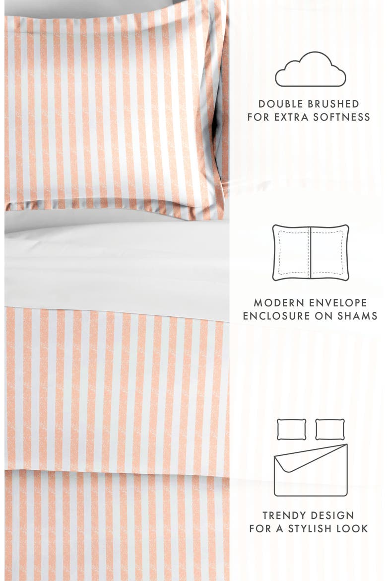 Premium Ultra Soft 3-Piece Puffed Rugged Stripes Duvet Cover Set, Alternate, color, BLUSH