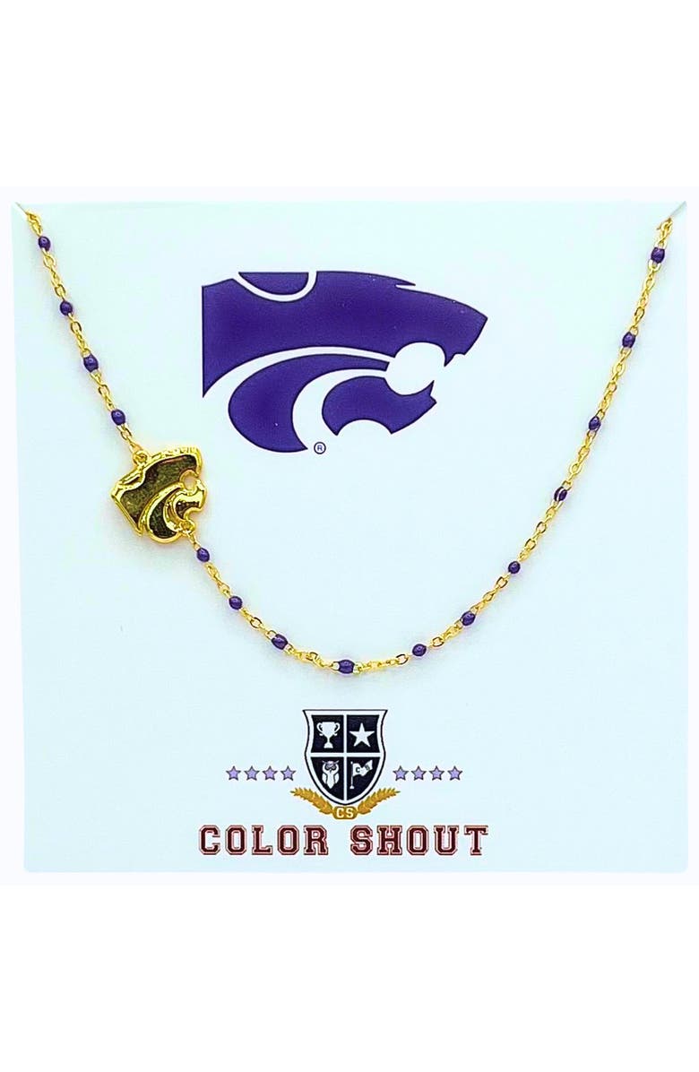 Color Shout Kansas State University Side Necklace, Main, color, Yellow Gold